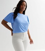 New Look Curves Blue Jersey Flutter Sleeve Long T-Shirt